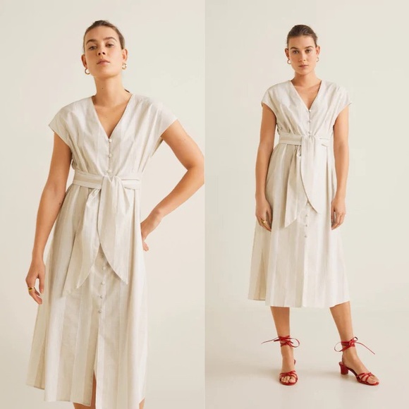 mango striped midi dress